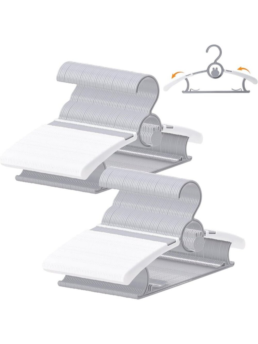 100 Pack Adjustable Baby Hangers for Kids 11"-14" - Space-Saving Grey Hangers